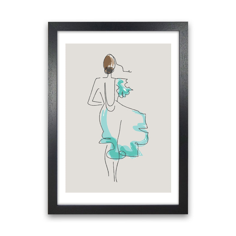Inspired Stone Woman in Dress Line Art Art Print by Pixy Paper Black Grain