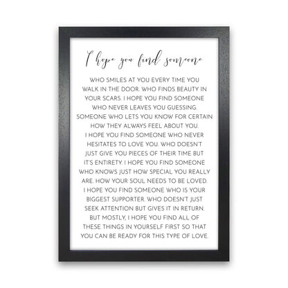 I HOPE YOU FIND SOMEONE-01 Art Print by Pixy Paper Black Grain