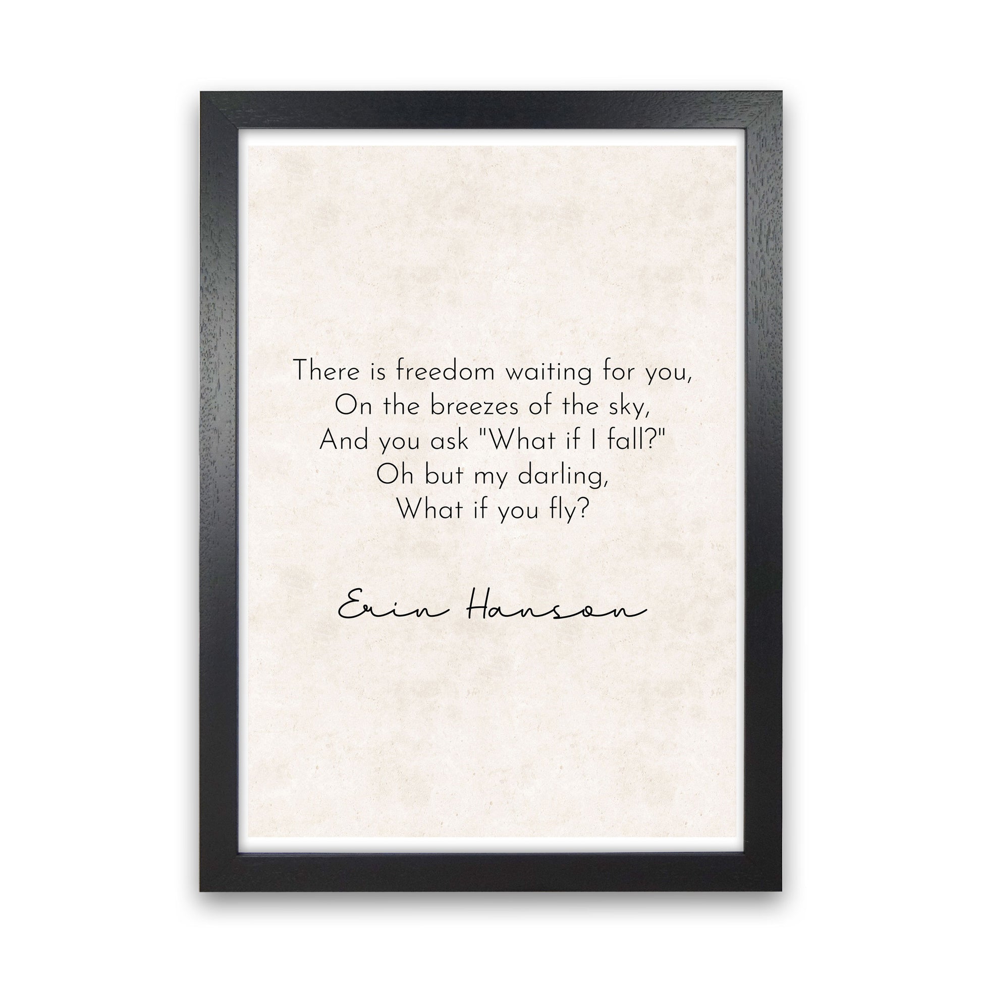What If I Fall - Erin Hanson Art Print by Pixy Paper Black Grain