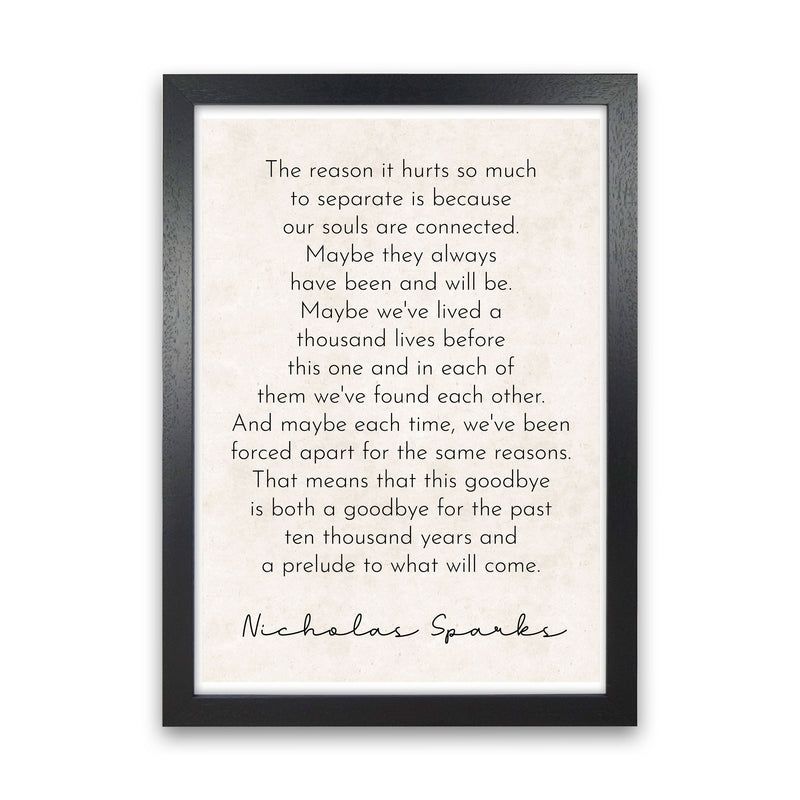 Our Souls - Nicholas Sparks Art Print by Pixy Paper Black Grain