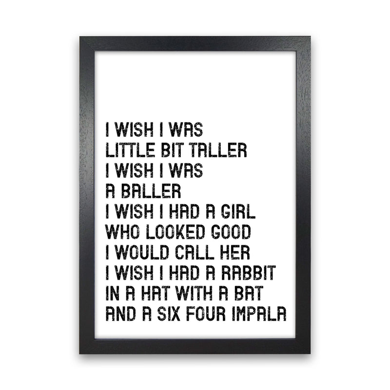 I Wish I Was A Baller Art Print by Pixy Paper Black Grain