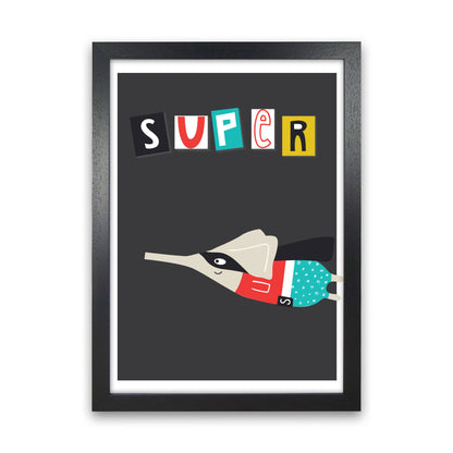 Super elephant Art Print by Pixy Paper Black Grain