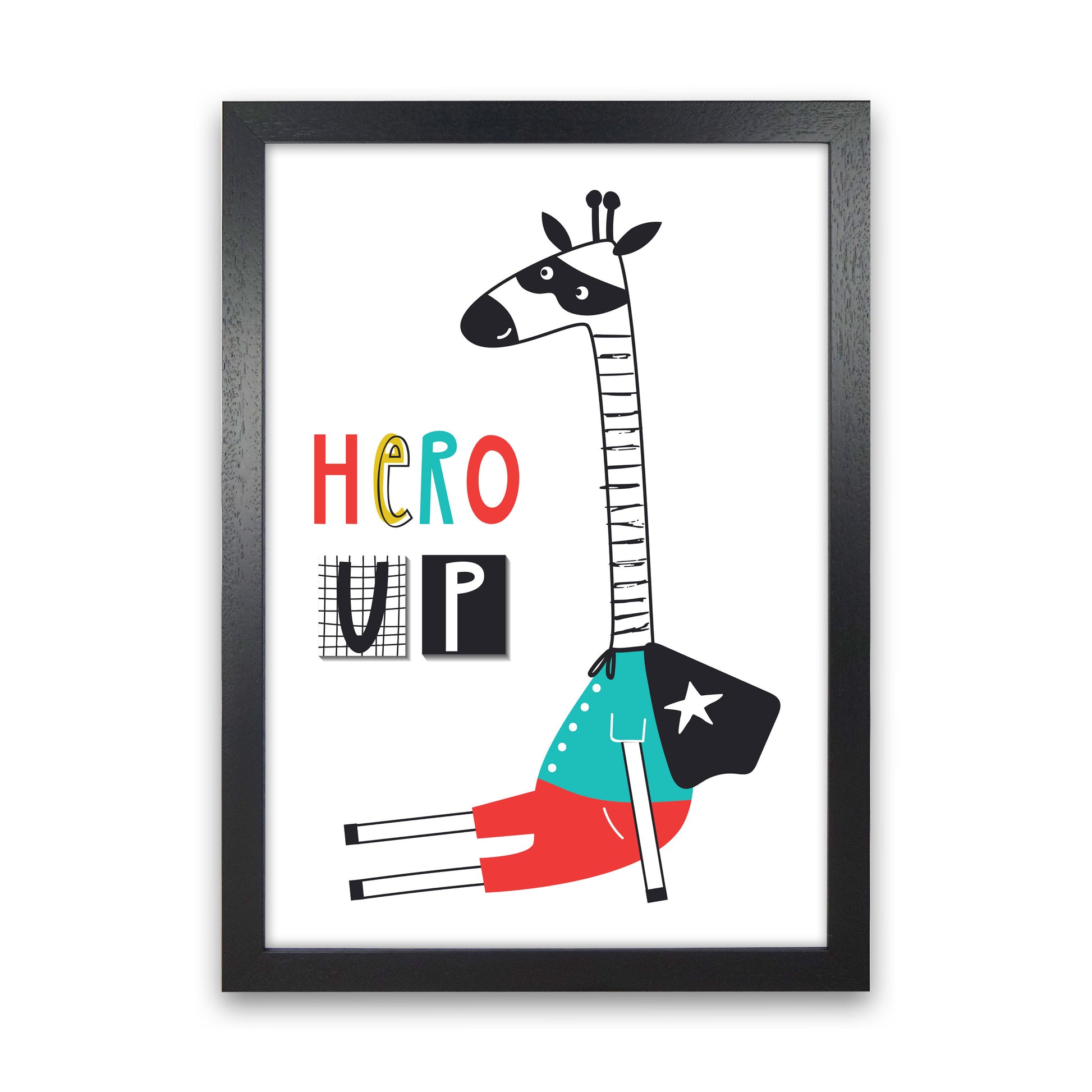 Hero up giraffe Art Print by Pixy Paper Black Grain
