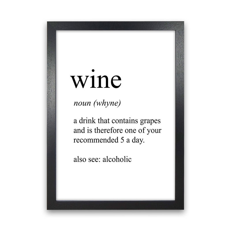 Wine Definition Art Print by Pixy Paper Black Grain