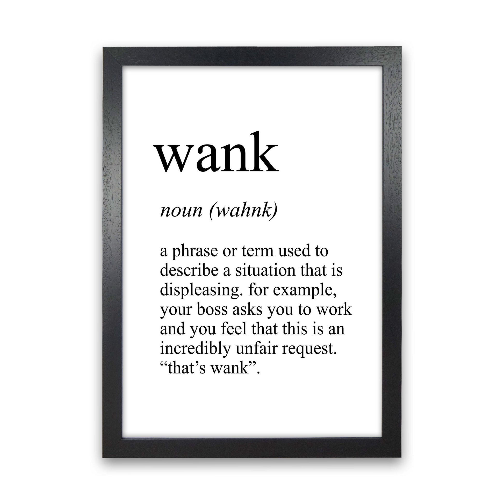 Wank Definition Art Print by Pixy Paper Black Grain