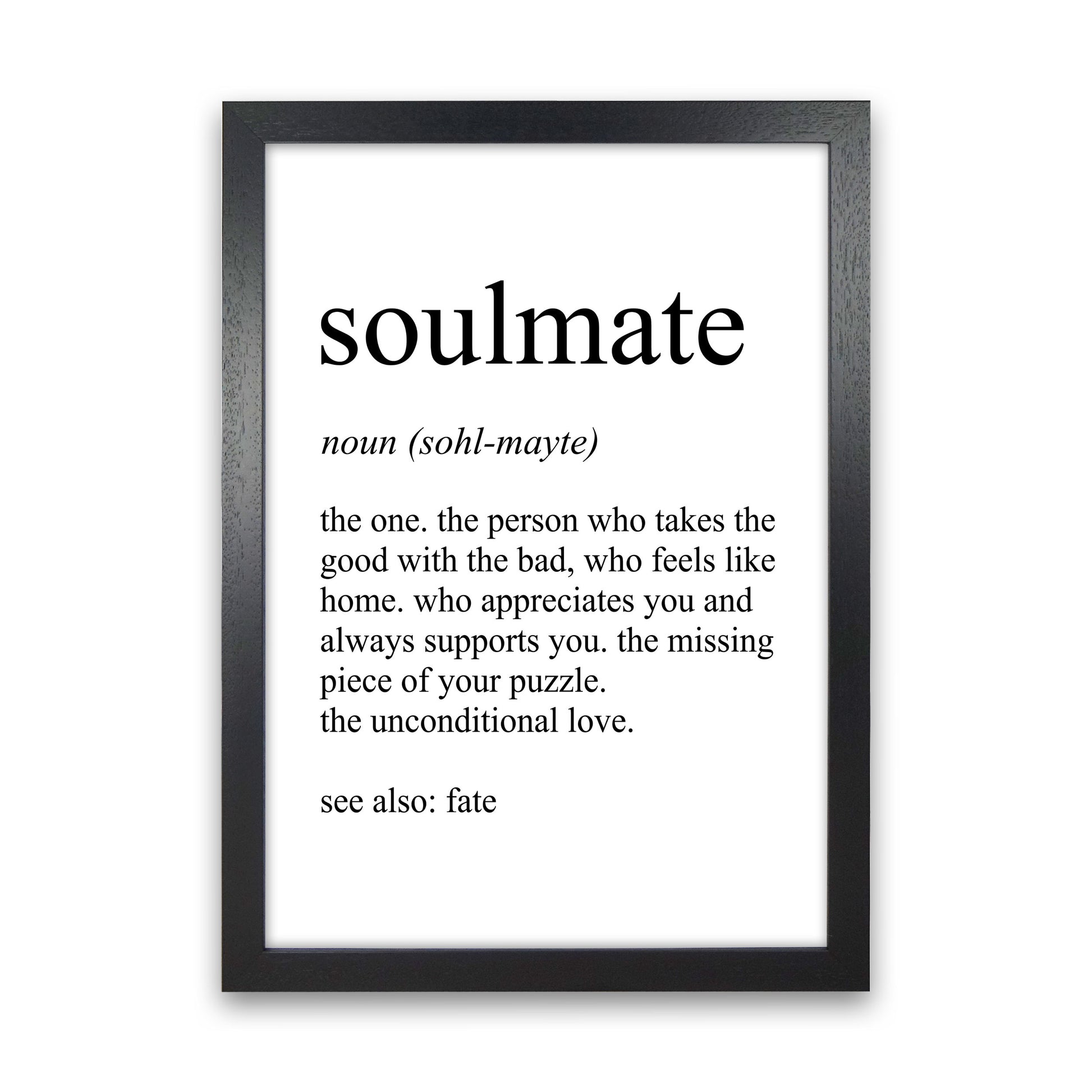 Soulmate Definition Art Print by Pixy Paper Black Grain
