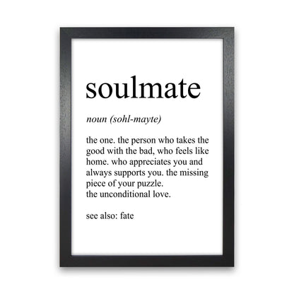 Soulmate Definition Art Print by Pixy Paper Black Grain