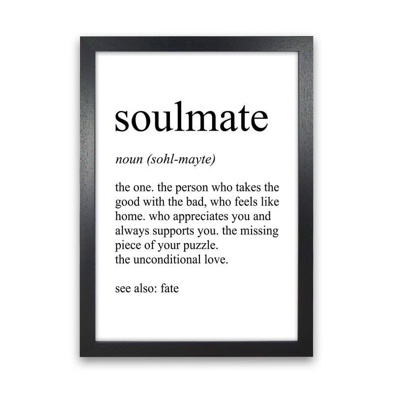 Soulmate Definition Art Print by Pixy Paper Black Grain