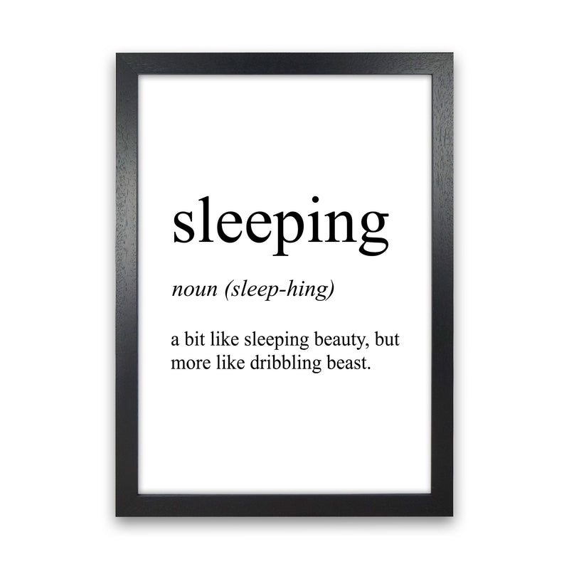 Sleeping Definition Art Print by Pixy Paper Black Grain