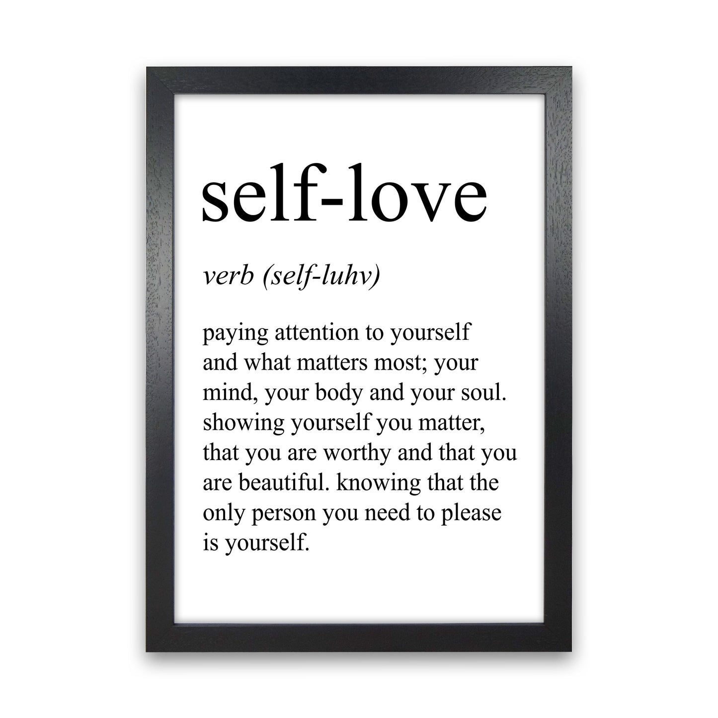 Self-Love Definition Art Print by Pixy Paper Black Grain
