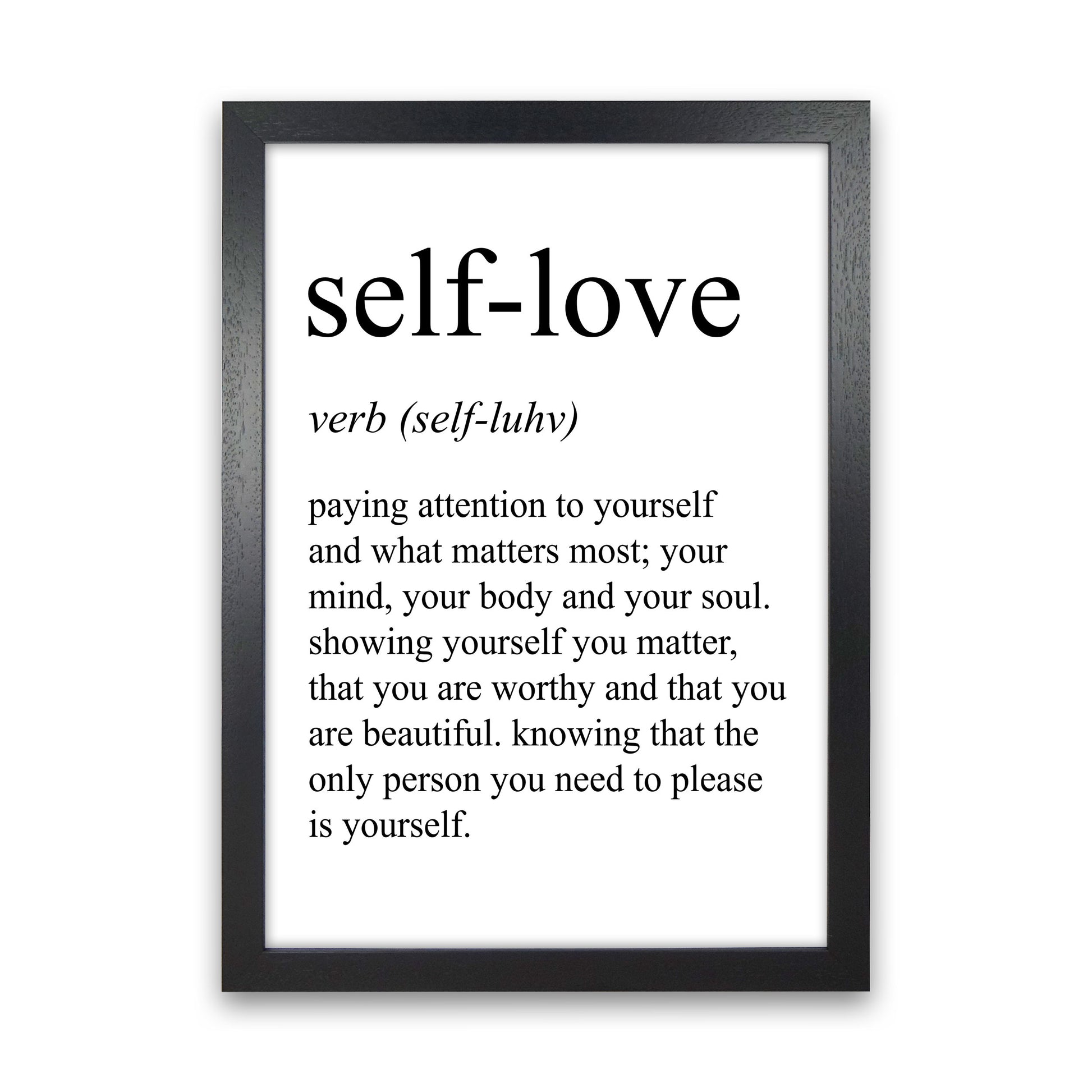 Self-Love Definition Art Print by Pixy Paper Black Grain