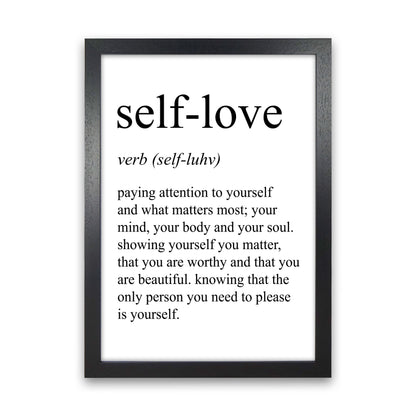 Self-Love Definition Art Print by Pixy Paper Black Grain