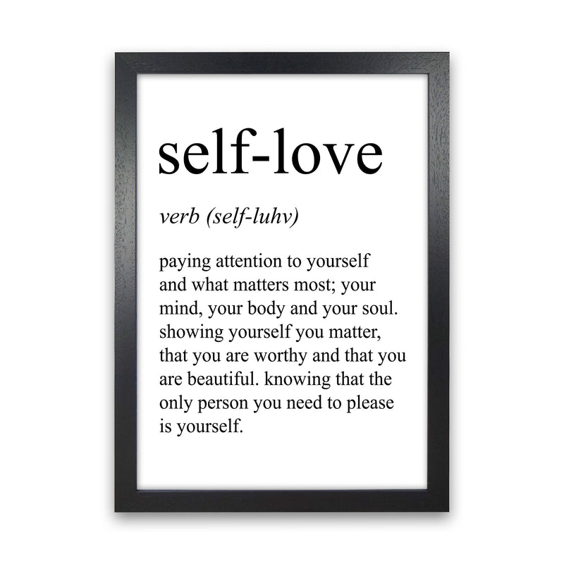 Self-Love Definition Art Print by Pixy Paper Black Grain