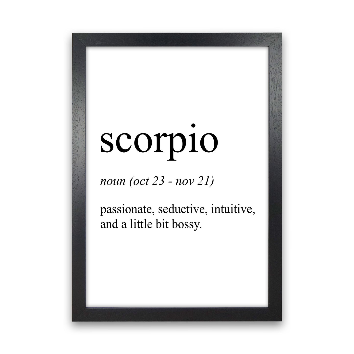 Scorpio Definition Art Print by Pixy Paper Black Grain