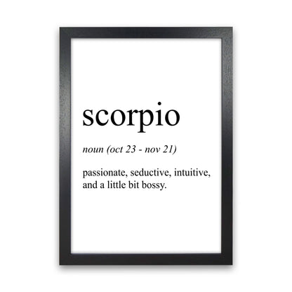 Scorpio Definition Art Print by Pixy Paper Black Grain