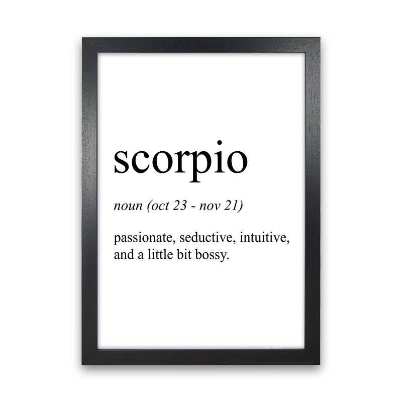 Scorpio Definition Art Print by Pixy Paper Black Grain
