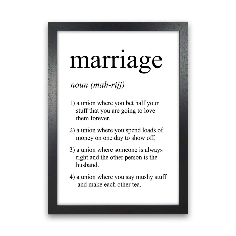 Marriage Definition Art Print by Pixy Paper Black Grain