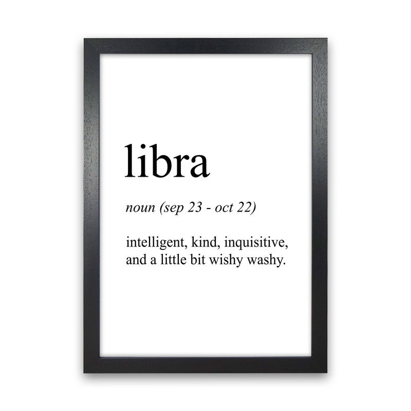 Libra Definition Art Print by Pixy Paper Black Grain