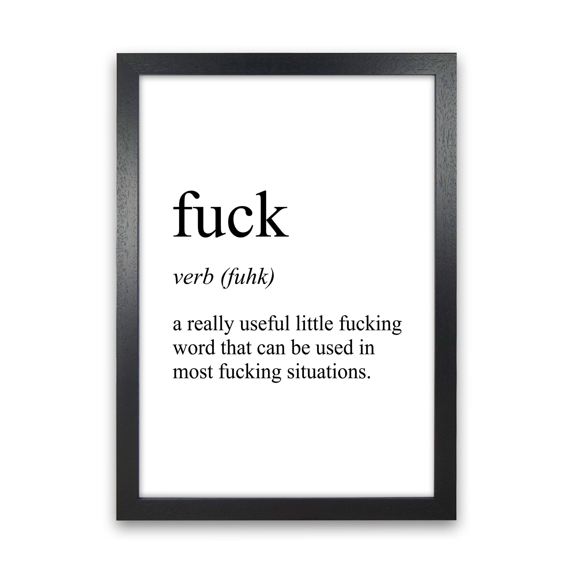 Fuck Definition Art Print by Pixy Paper Black Grain
