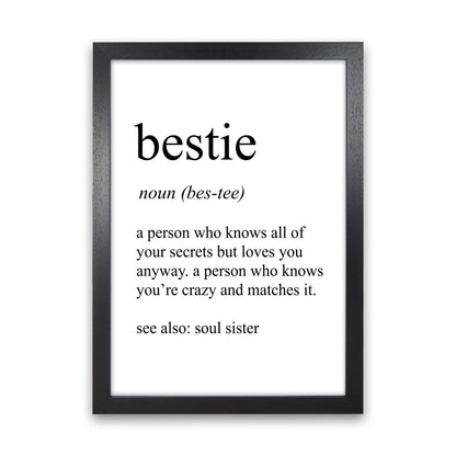 Bestie Definition Art Print by Pixy Paper Black Grain
