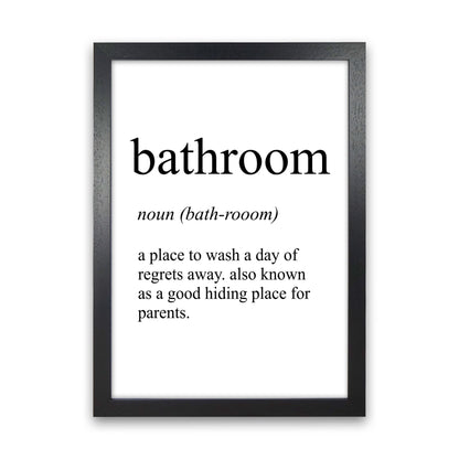 Bathroom Definition Art Print by Pixy Paper Black Grain
