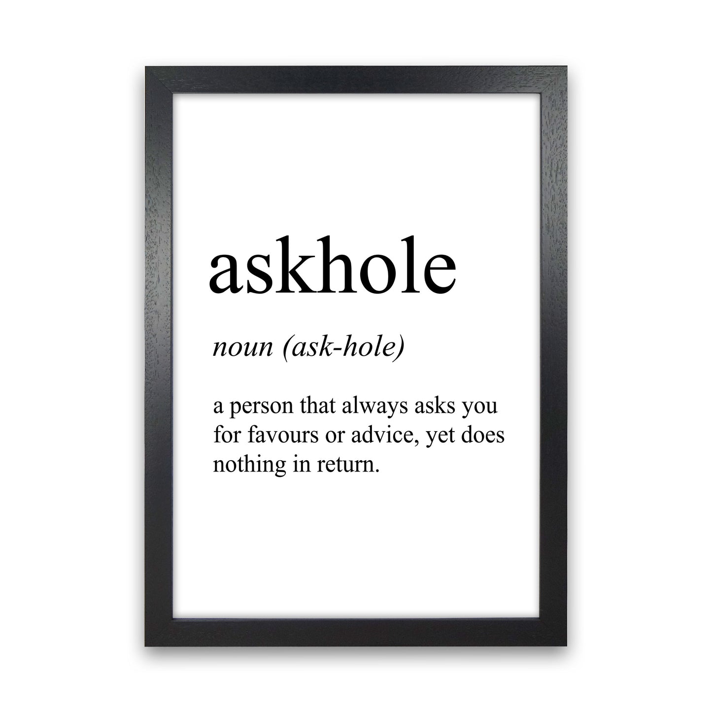 Askhole Definition Art Print by Pixy Paper Black Grain