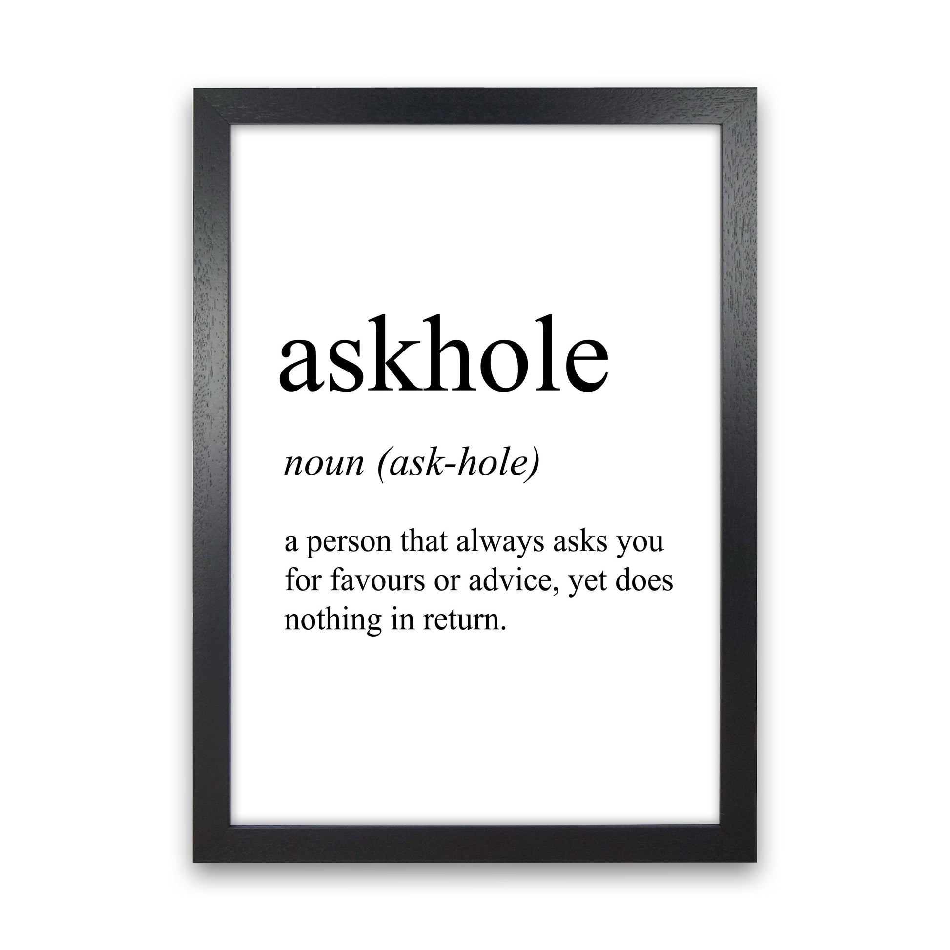 Askhole Definition Art Print by Pixy Paper Black Grain