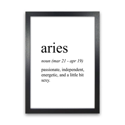 Aries Definition Art Print by Pixy Paper Black Grain