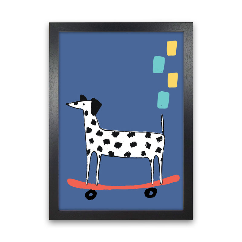 Skateboard Dog Art Print by Pixy Paper Black Grain