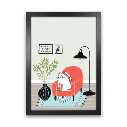 Home Sweet Home Cat Art Print by Pixy Paper Black Grain
