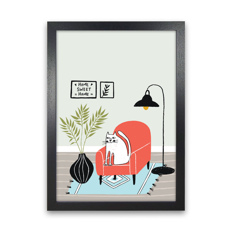 Home Sweet Home Cat Art Print by Pixy Paper Black Grain