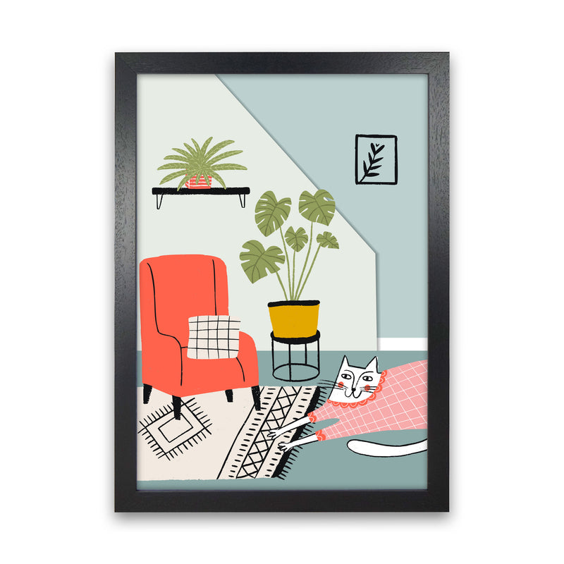 Cat At Home Art Print by Pixy Paper Black Grain