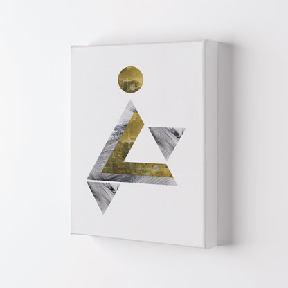 Gold And Grey Triangle With Moon Abstract Modern Print Canvas