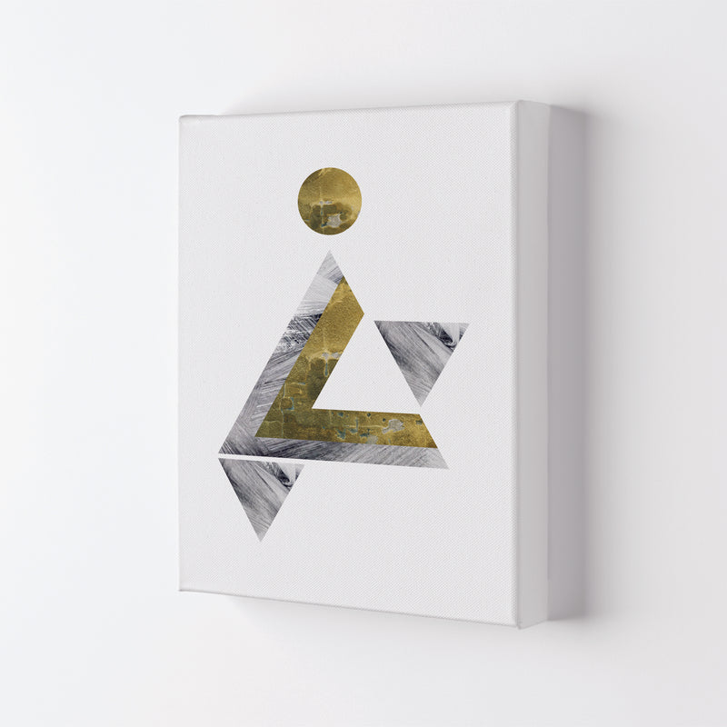 Gold And Grey Triangle With Moon Abstract Modern Print Canvas