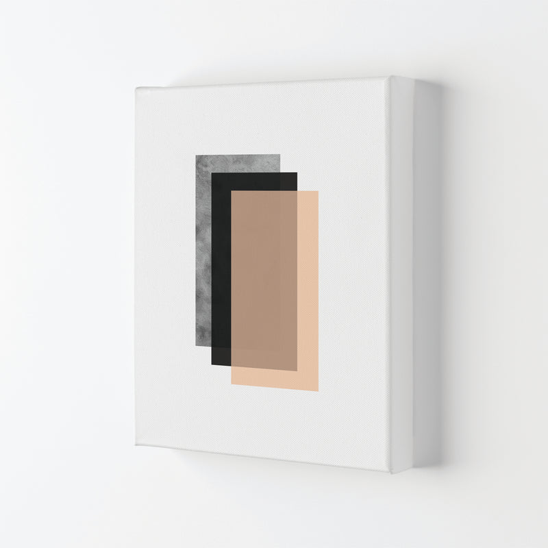 Peach And Black Abstract Rectangles Modern Print Canvas