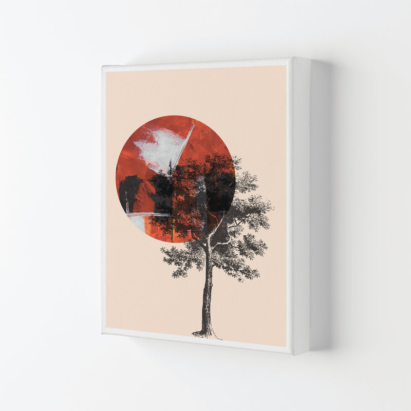 Red Sun And Tree Abstract Modern Print Canvas