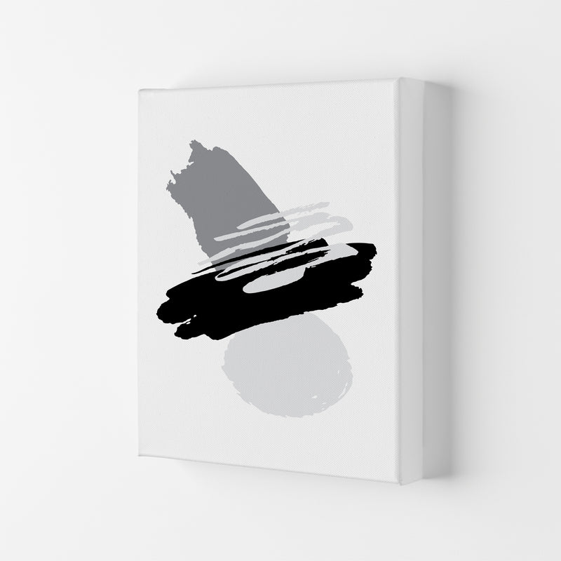 Black And Grey Abstract Paint Shapes Modern Print Canvas