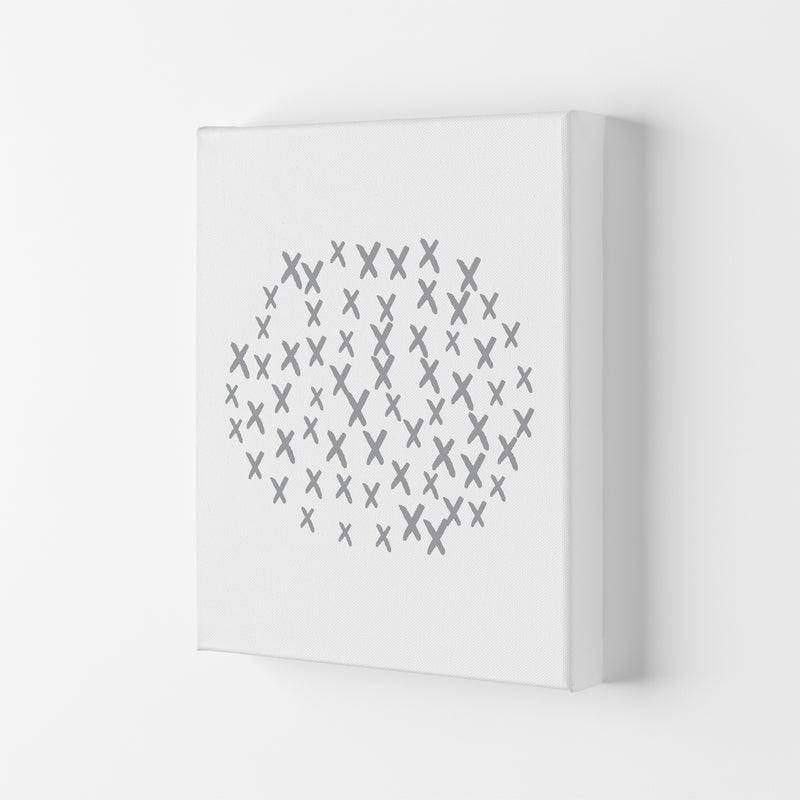 Grey Crosses Circle Abstract Modern Print Canvas