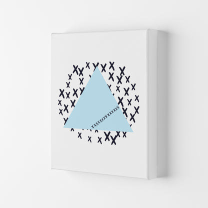 Blue Triangle With Crosses Abstract Modern Print Canvas