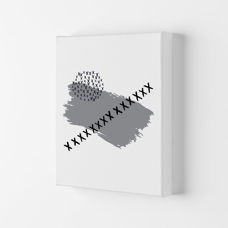 Grey X Paint Brush Abstract Modern Print Canvas