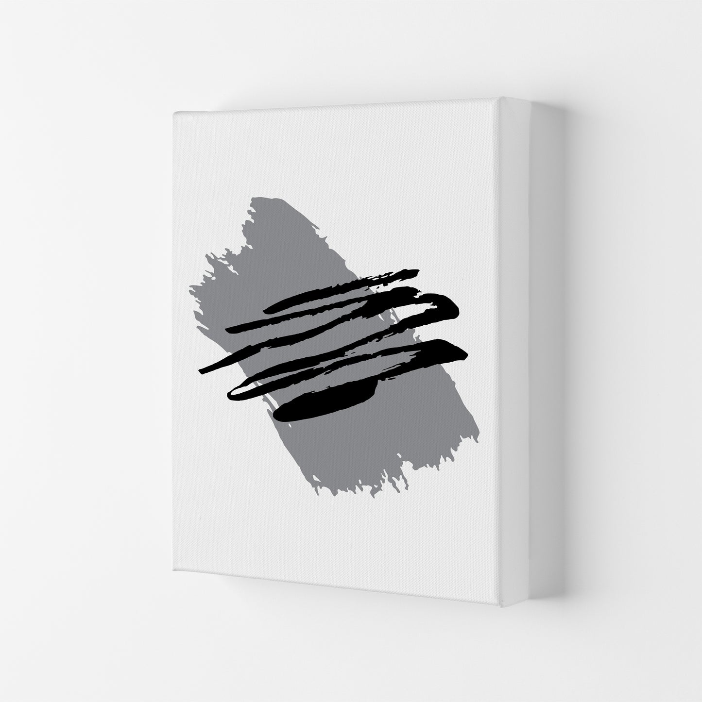 Grey Jaggered Paint Brush Abstract Modern Print Canvas