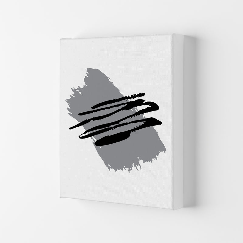 Grey Jaggered Paint Brush Abstract Modern Print Canvas