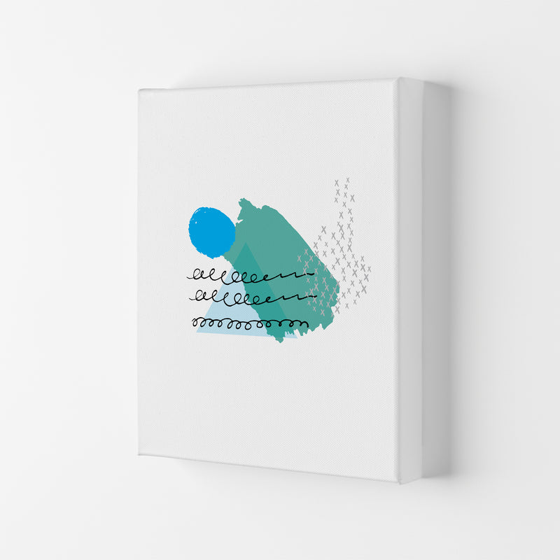 Teal And Blue Mountain Sun Abstract Modern Print Canvas