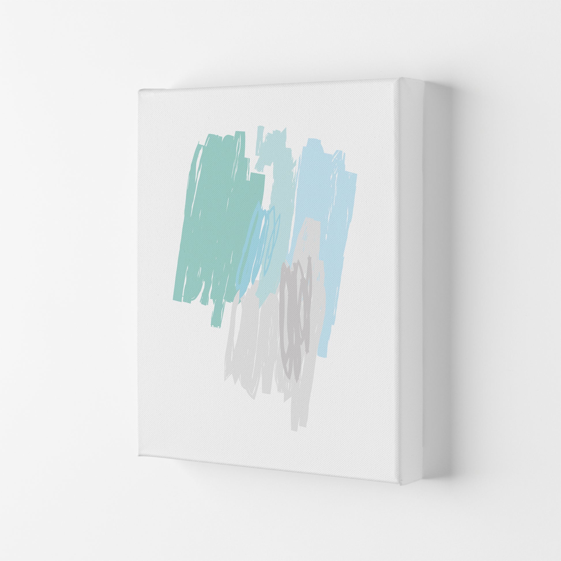 Mint Scribbles Abstract Drawings Modern Print Canvas