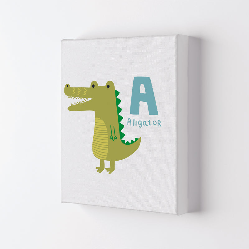 Alphabet Animals, A Is For Alligator Framed Nursey Wall Art Print Canvas