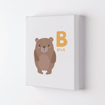 Alphabet Animals, B Is Forbear Framed Nursey Wall Art Print Canvas