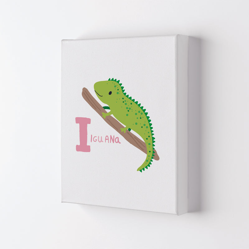 Alphabet Animals, I Is For Iguana Framed Nursey Wall Art Print Canvas