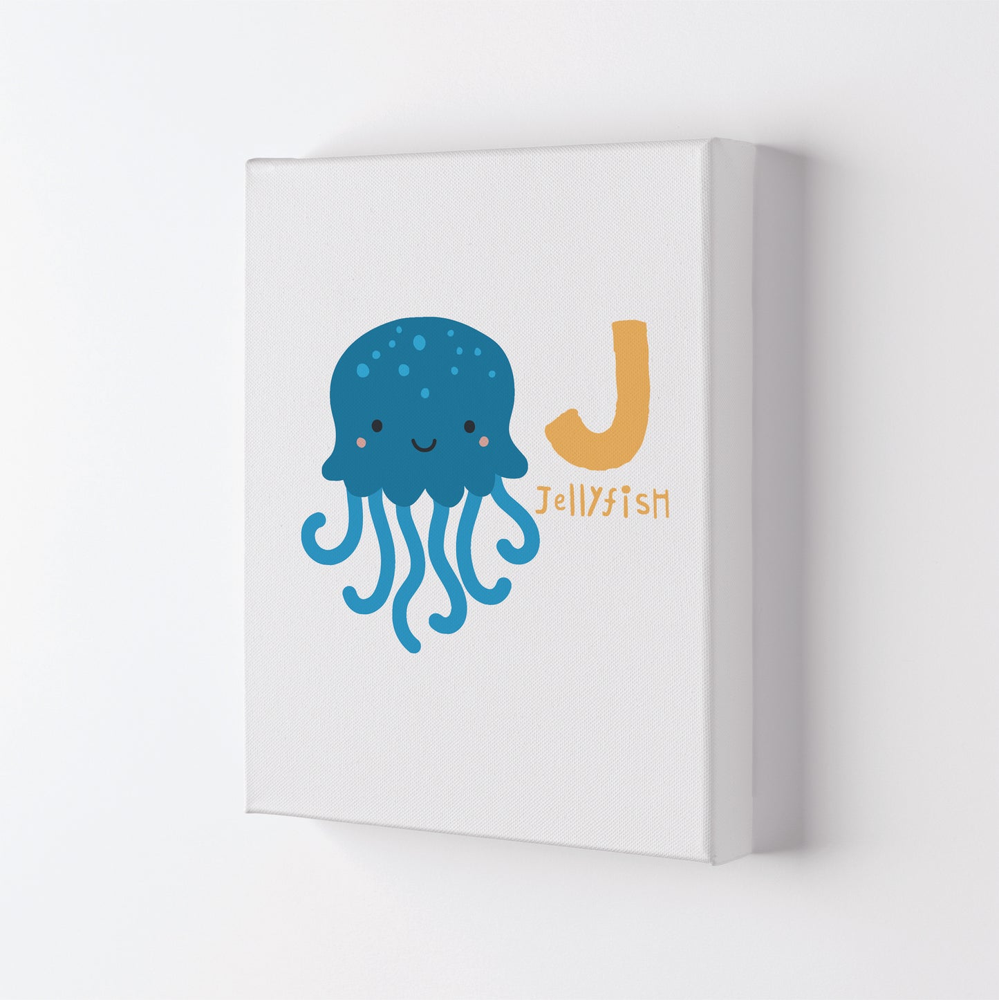 Alphabet Animals, J Is For Jellyfish Framed Nursey Wall Art Print Canvas