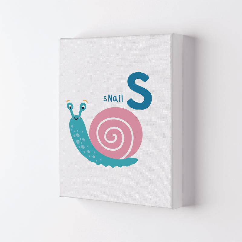 Alphabet Animals, S Is For Snail Framed Nursey Wall Art Print Canvas