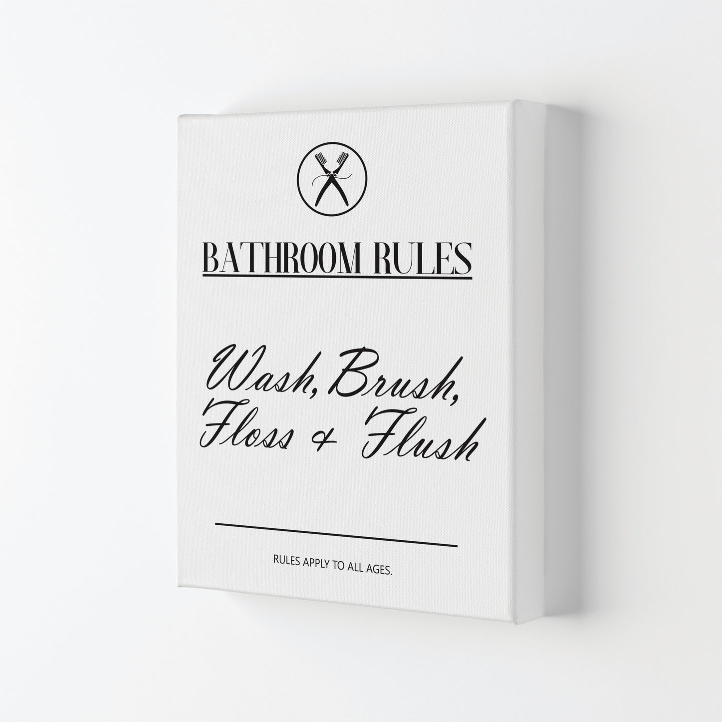 Bathroom Rules Modern Print, Framed Bathroom Wall Art Canvas